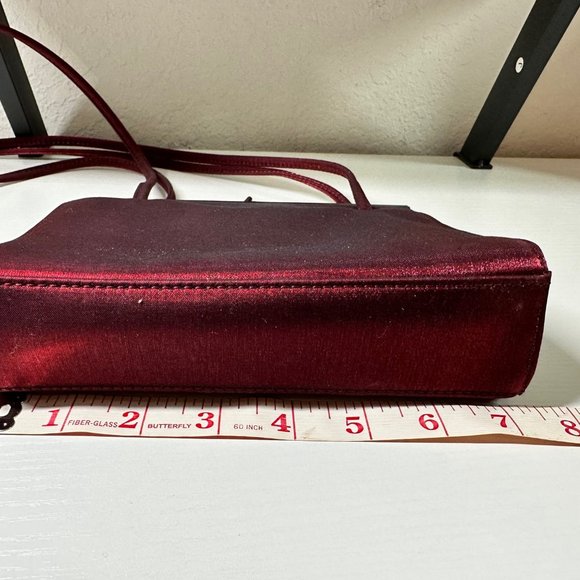 Lord & Taylor Burgundy Opalescent Satin Shoulder Bag EUC - Picture 5 of 6